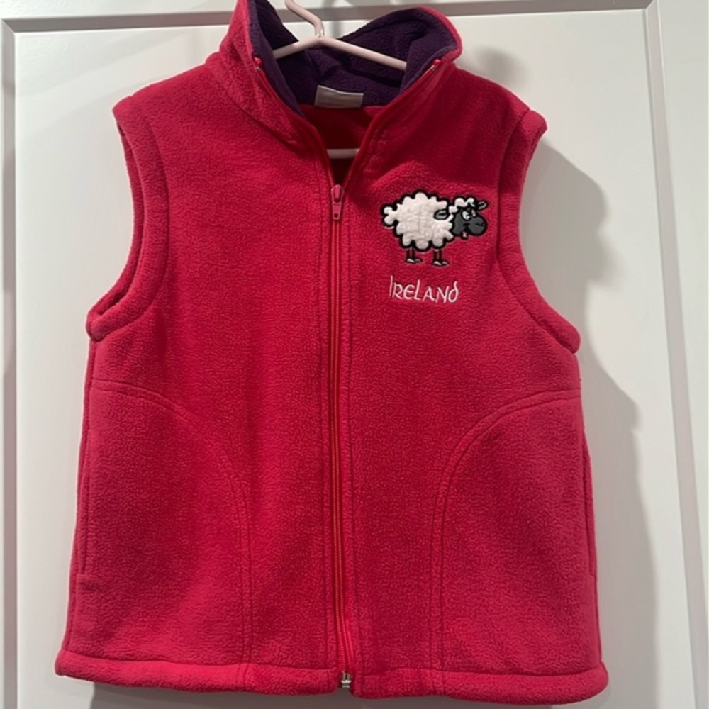Irish Farmyard Friends Double Layer Fleece Vest, Size 6 girls